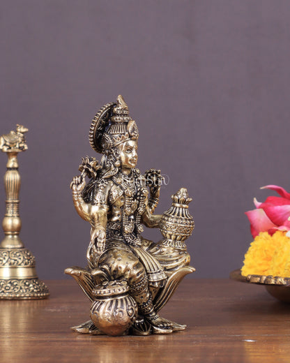 Brass Lakshmi Idol Seated on Lotus 4 inch