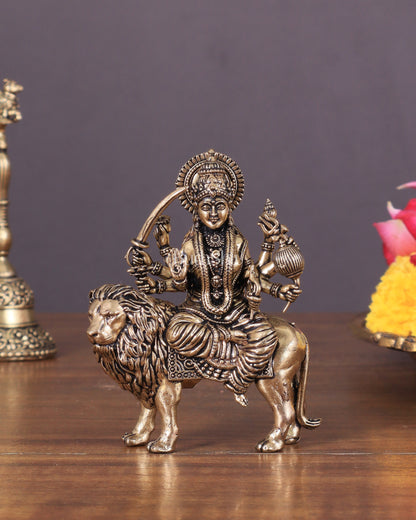 Durga Pure Brass Intricate idol 3"