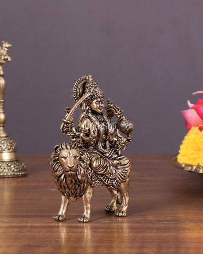 Durga Pure Brass Intricate idol 3"