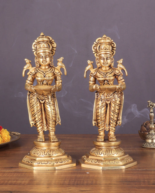 Brass Superfine Deep Lakshmi Pavaai Vilakku Pair 9"