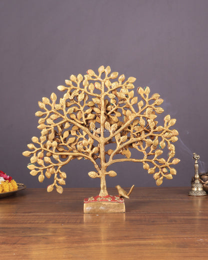 Brass Kalpavriksha tree for tables 11" stonework