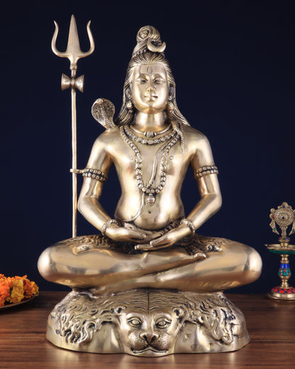 Handcrafted Pure Brass Lord Shiva Statue - 23" Meditation pose