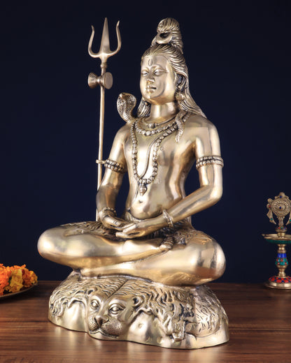 Handcrafted Pure Brass Lord Shiva Statue - 23" Meditation pose