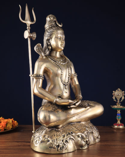 Handcrafted Pure Brass Lord Shiva Statue - 23" Meditation pose