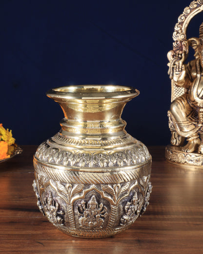 Brass Superfine Ashtalakshmi Kalash | Intricately Handcrafted