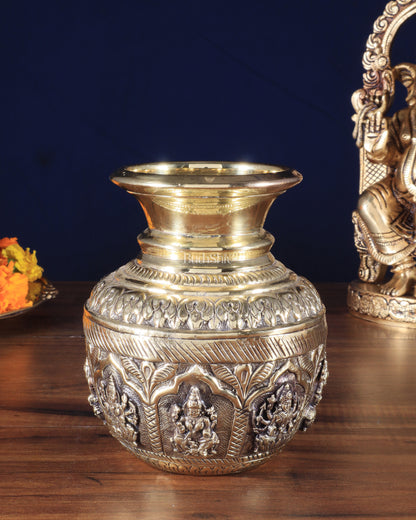 Brass Superfine Ashtalakshmi Kalash | Intricately Handcrafted