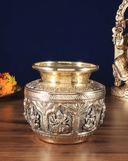 Brass Superfine Ashtalakshmi Kalash | Handcrafted Divine Pot