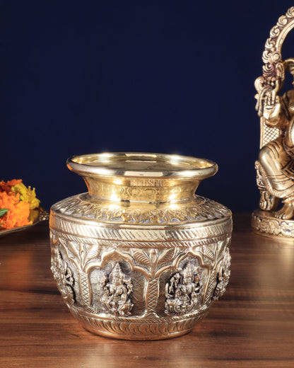 Brass Superfine Ashtalakshmi Kalash | Handcrafted Divine Pot