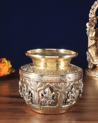 Brass Superfine Ashtalakshmi Kalash | Handcrafted Divine Pot