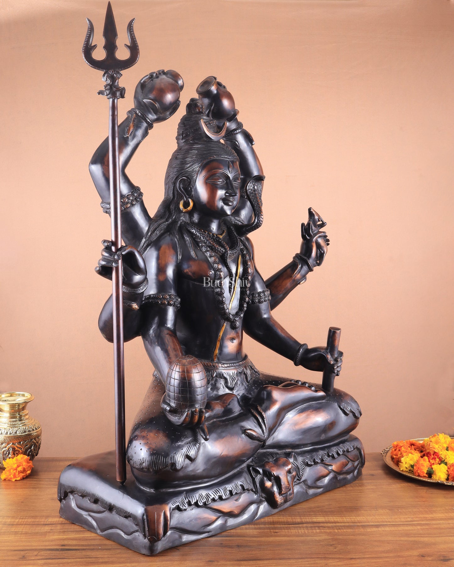 Shiva Statue with six arms | Superfine Brass 30 inch