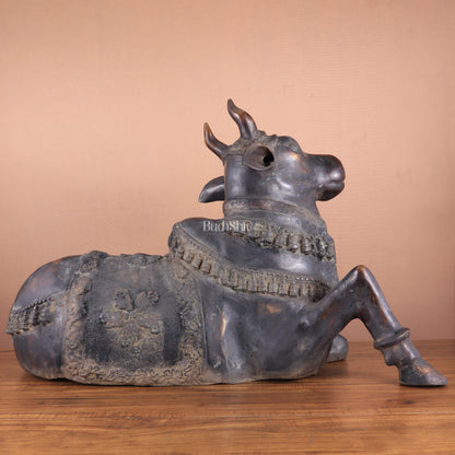 Brass Antique Large Nandi Sculpture | BudhShiv 33"