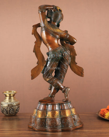 23" Apsara Statue Applying Vermillion (Sindoor) | Handmade Brass Murti