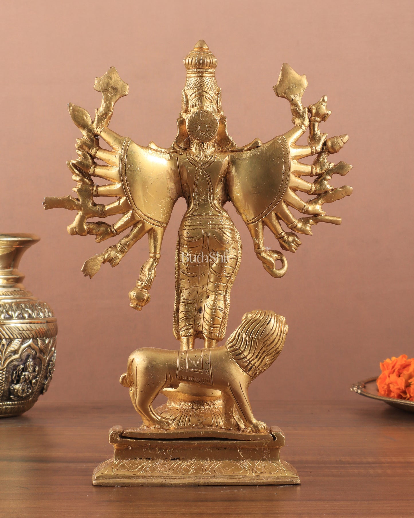 Mahisasur Mardini Durga Brass Idol 10" enhanced carvings