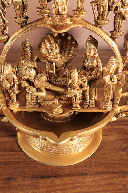 Pure Brass Large Lord Vishnu Darbar dashavatar Hanging Lamp 52"