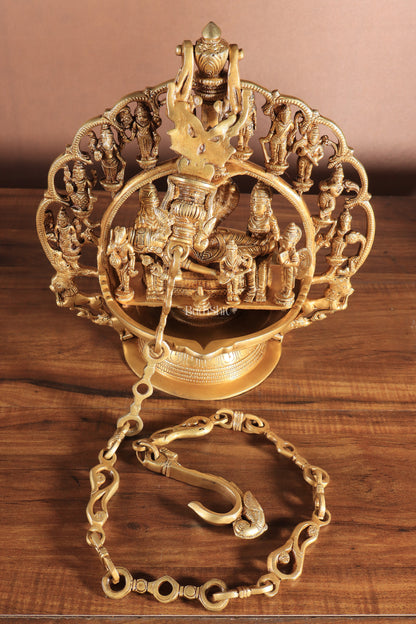 Pure Brass Large Lord Vishnu Darbar dashavatar Hanging Lamp 52"