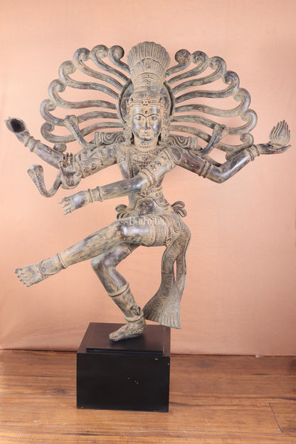 Pure Bronze Dancing Shiva Nataraja – Majestic Large Indonesian Sculpture 48"