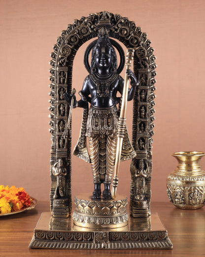 Majestic Ayodhya Ram Lalla Superfine Brass Sculpture - Black Edition, 18.5 Inch