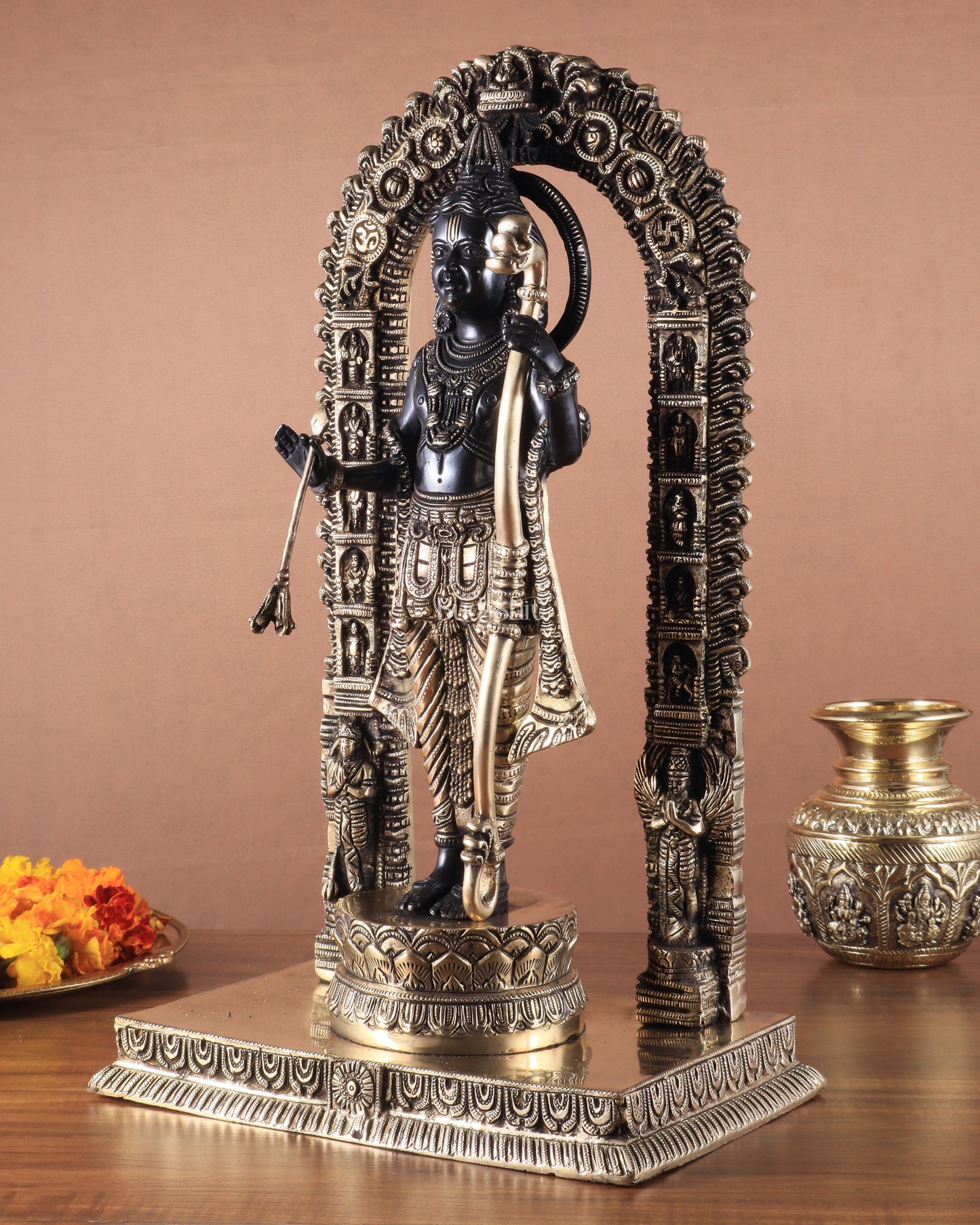 Majestic Ayodhya Ram Lalla Superfine Brass Sculpture - Black Edition, 18.5 Inch