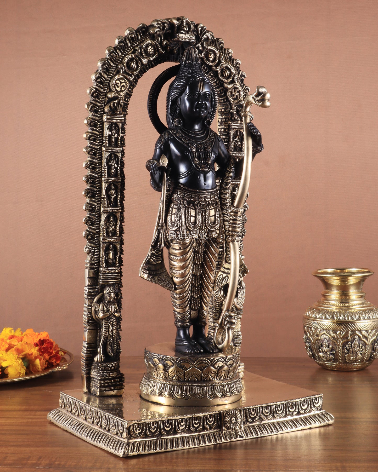 Majestic Ayodhya Ram Lalla Superfine Brass Sculpture - Black Edition, 18.5 Inch