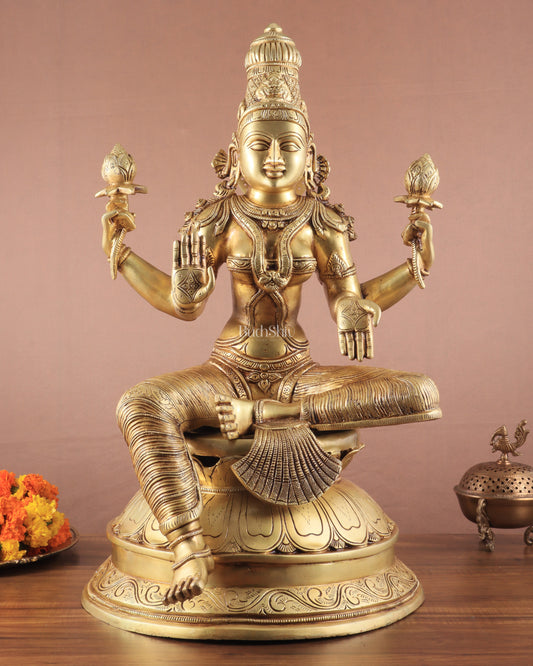 Pure Brass Large Goddess Lakshmi Superfine Statue 24"