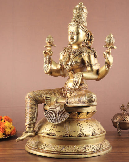 Pure Brass Large Goddess Lakshmi Superfine Statue 24"