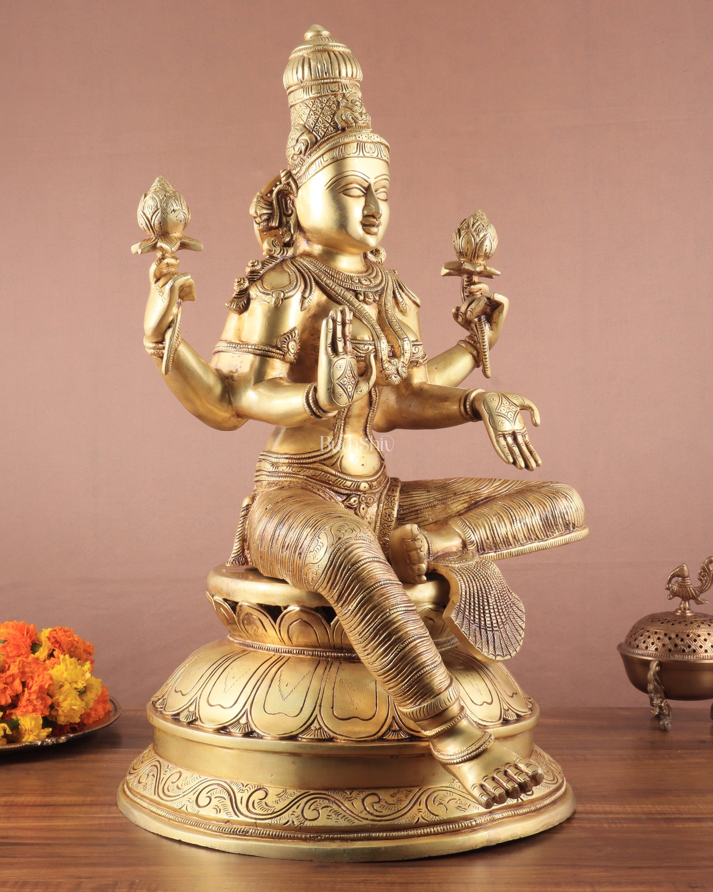 Pure Brass Large Goddess Lakshmi Superfine Statue 24"