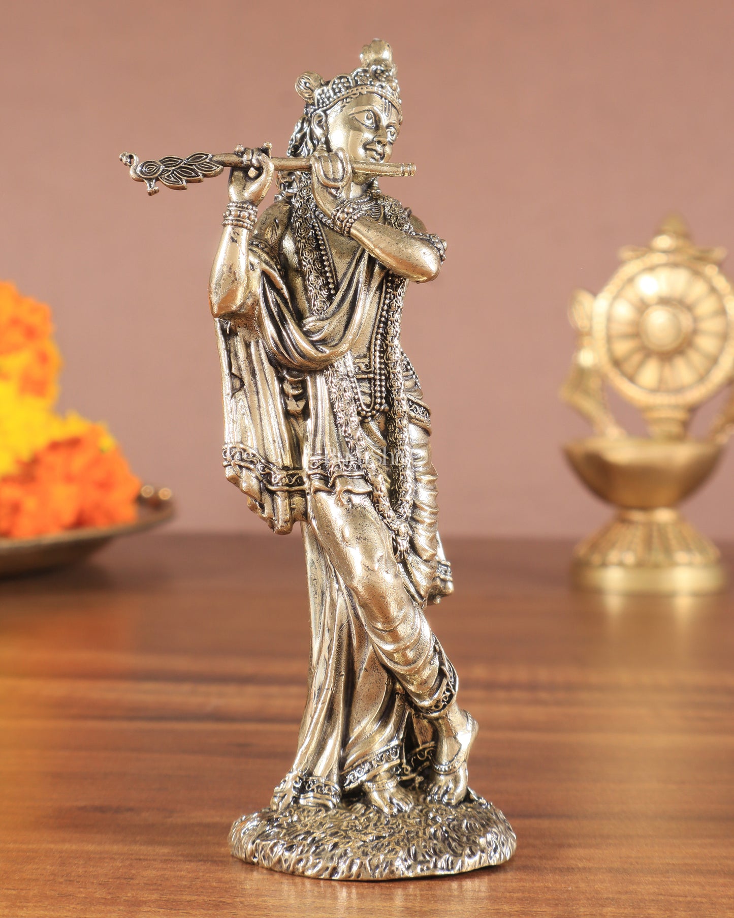 Brass Intricate Lord Krishna Superfine Statue 5 inches (12.7 cm)