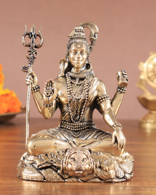 Brass Superfine Intricate Blessing Lord Shiva Idol – Crafted with Perfection