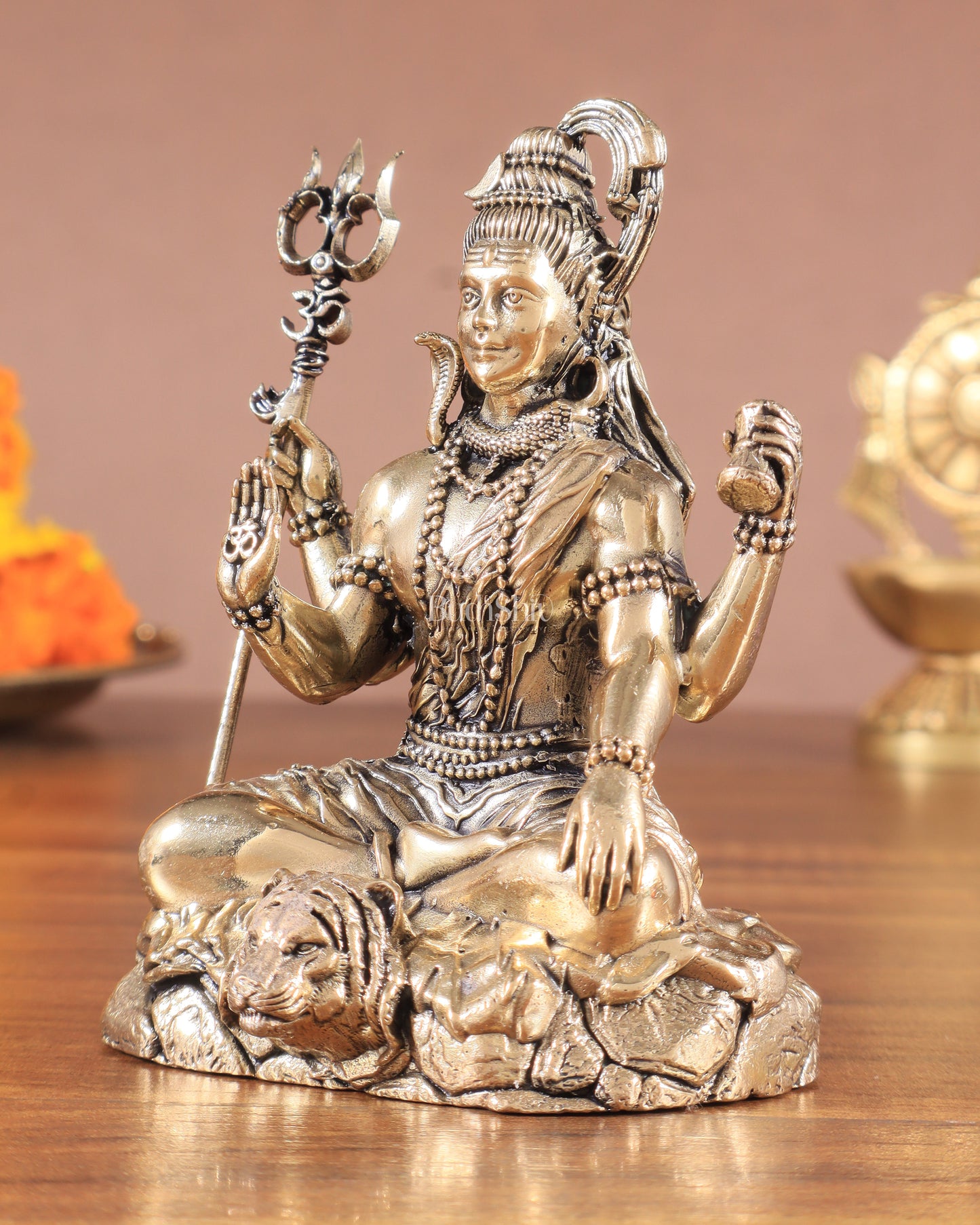 Brass Superfine Intricate Blessing Lord Shiva Idol – Crafted with Perfection