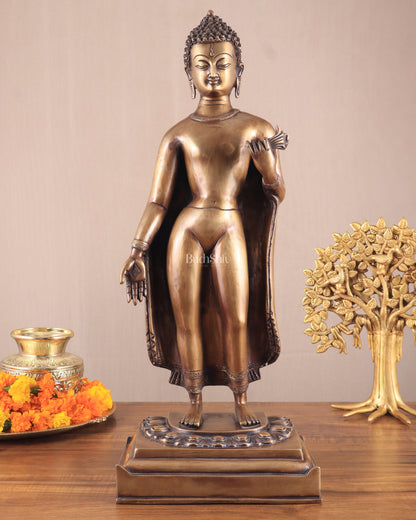 Unique Brass Standing Buddha Statue 22"