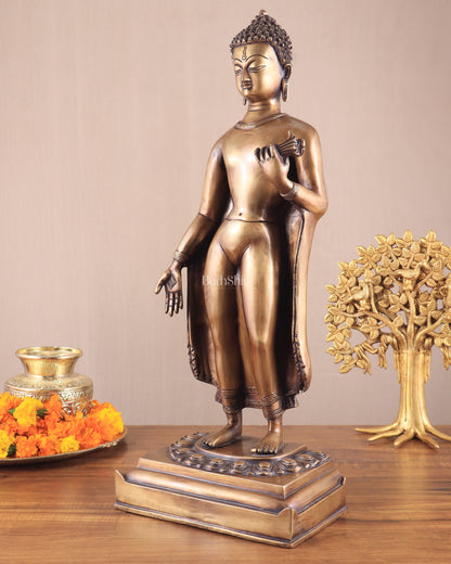 Unique Brass Standing Buddha Statue 22"