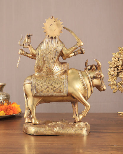 Brass Goddess Umiya Mata Seated on Cow Statue 13.5"