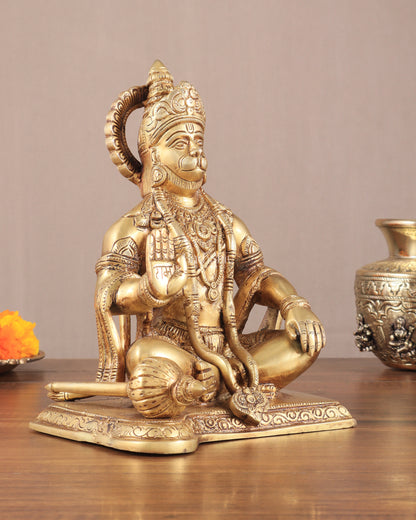 Lord Hanuman Brass Idol 9.5" blessing hand