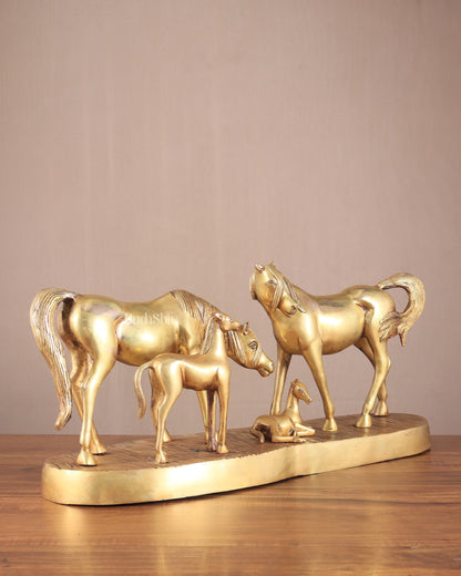 Brass Superfine Large Horse Family Sculpture – Vastu & Feng Shui Recommended 24" wide