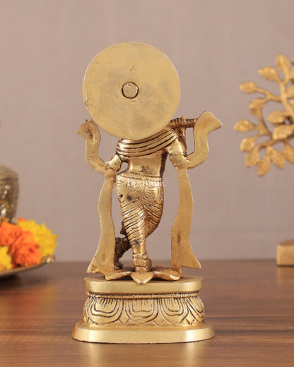 Pure Brass Lord Krishna Idol 7"