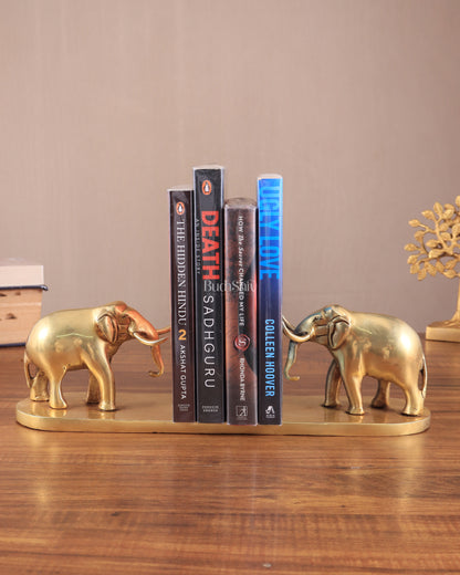 Brass Elephant Book Holder Showpiece – Pair 14.5"