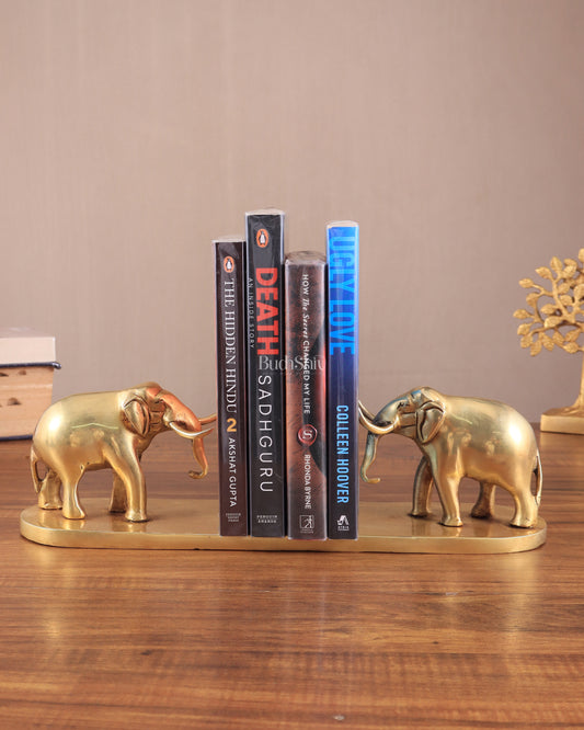 Brass Elephant Book Holder Showpiece – Pair 14.5"