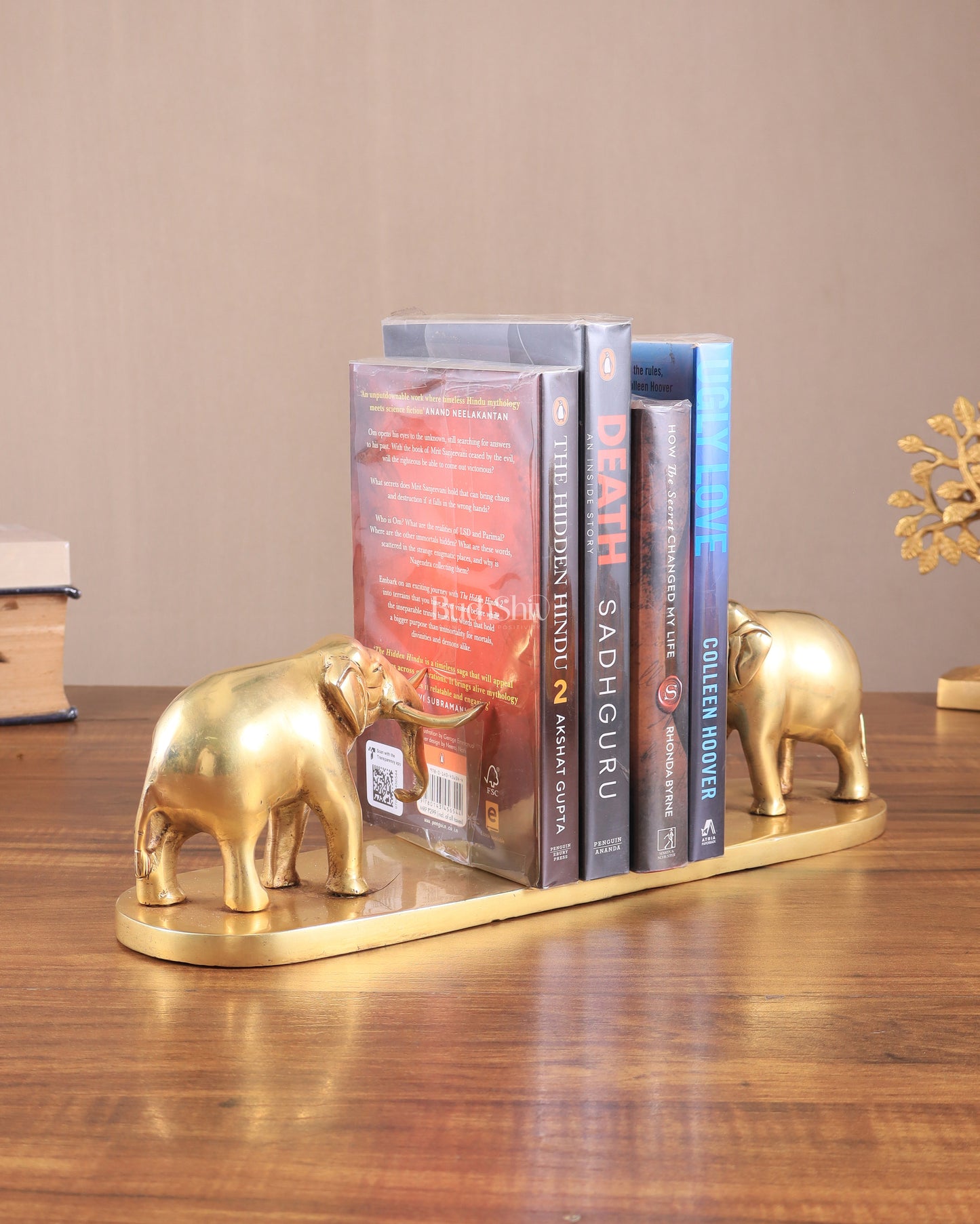 Brass Elephant Book Holder Showpiece – Pair 14.5"