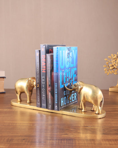 Brass Elephant Book Holder Showpiece – Pair 14.5"