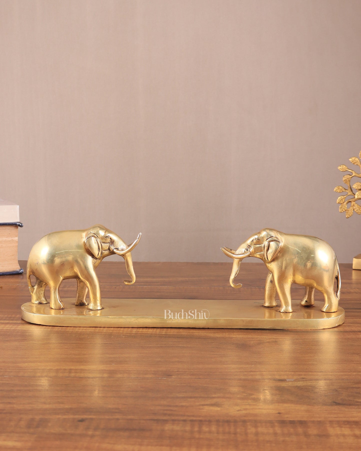 Brass Elephant Book Holder Showpiece – Pair 14.5"