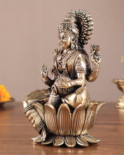 Brass Superfine Lakshmi Idol - 6 Inch lotus base