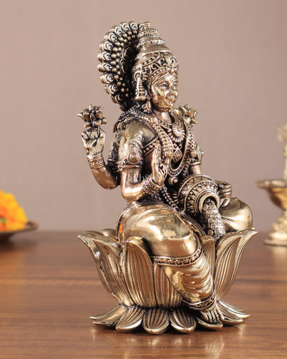 Brass Superfine Lakshmi Idol - 6 Inch lotus base