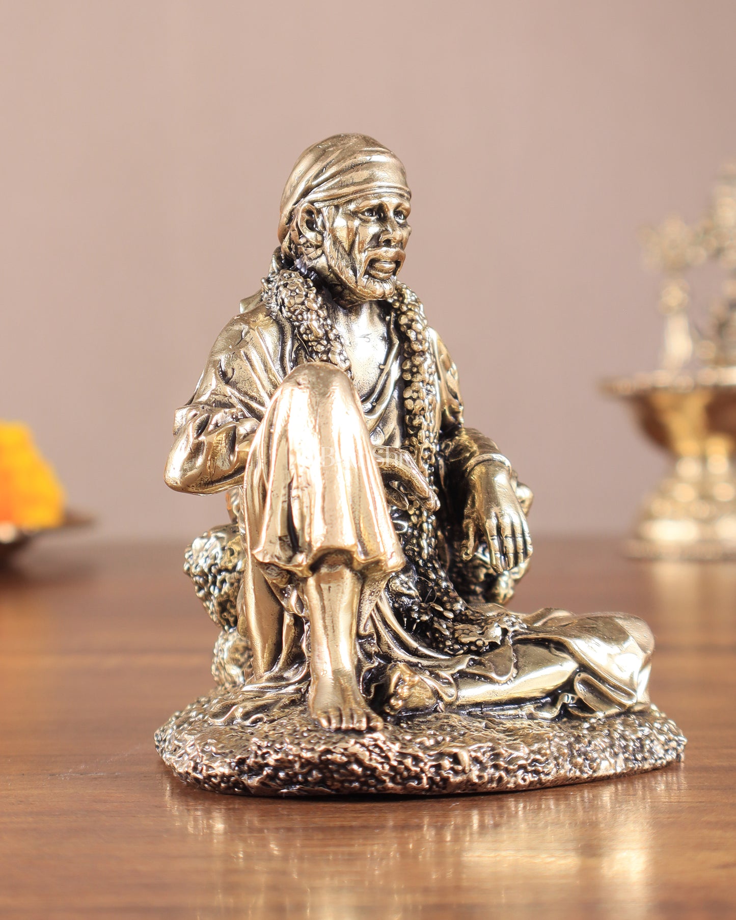 Brass Sai Baba Sitting Superfine Intricate Idol