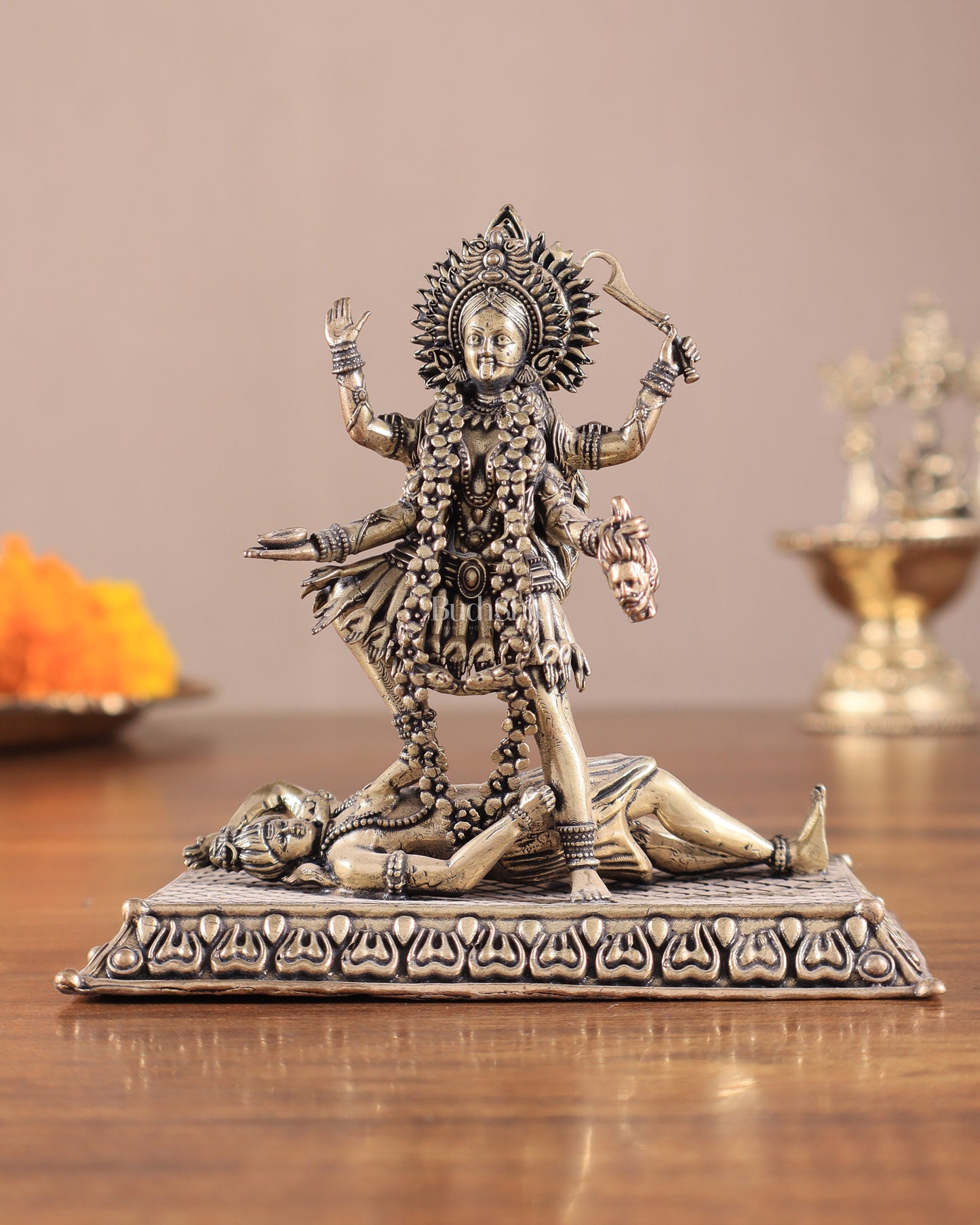 Brass Superfine Intricate Mahakali Idol | 4"