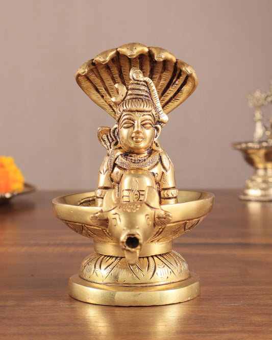 Brass Shiva Lingam with Shiva Face | 5.5" Height