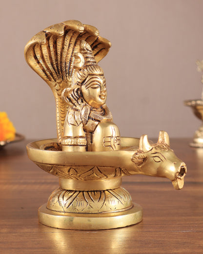 Brass Shiva Lingam with Shiva Face | 5.5" Height