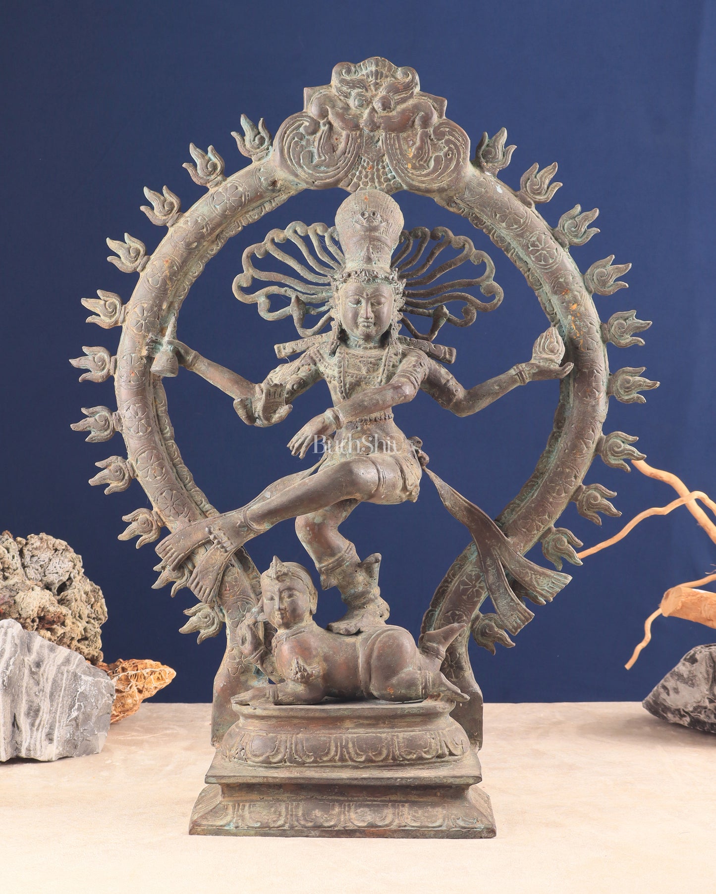 Handcrafted Bronze Nataraja – Dancing Shiva Vintage Indonesian Sculpture 22"