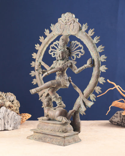 Handcrafted Bronze Nataraja – Dancing Shiva Vintage Indonesian Sculpture 22"