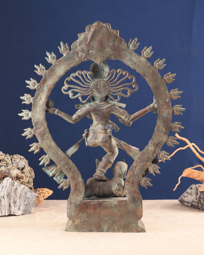 Handcrafted Bronze Nataraja – Dancing Shiva Vintage Indonesian Sculpture 22"