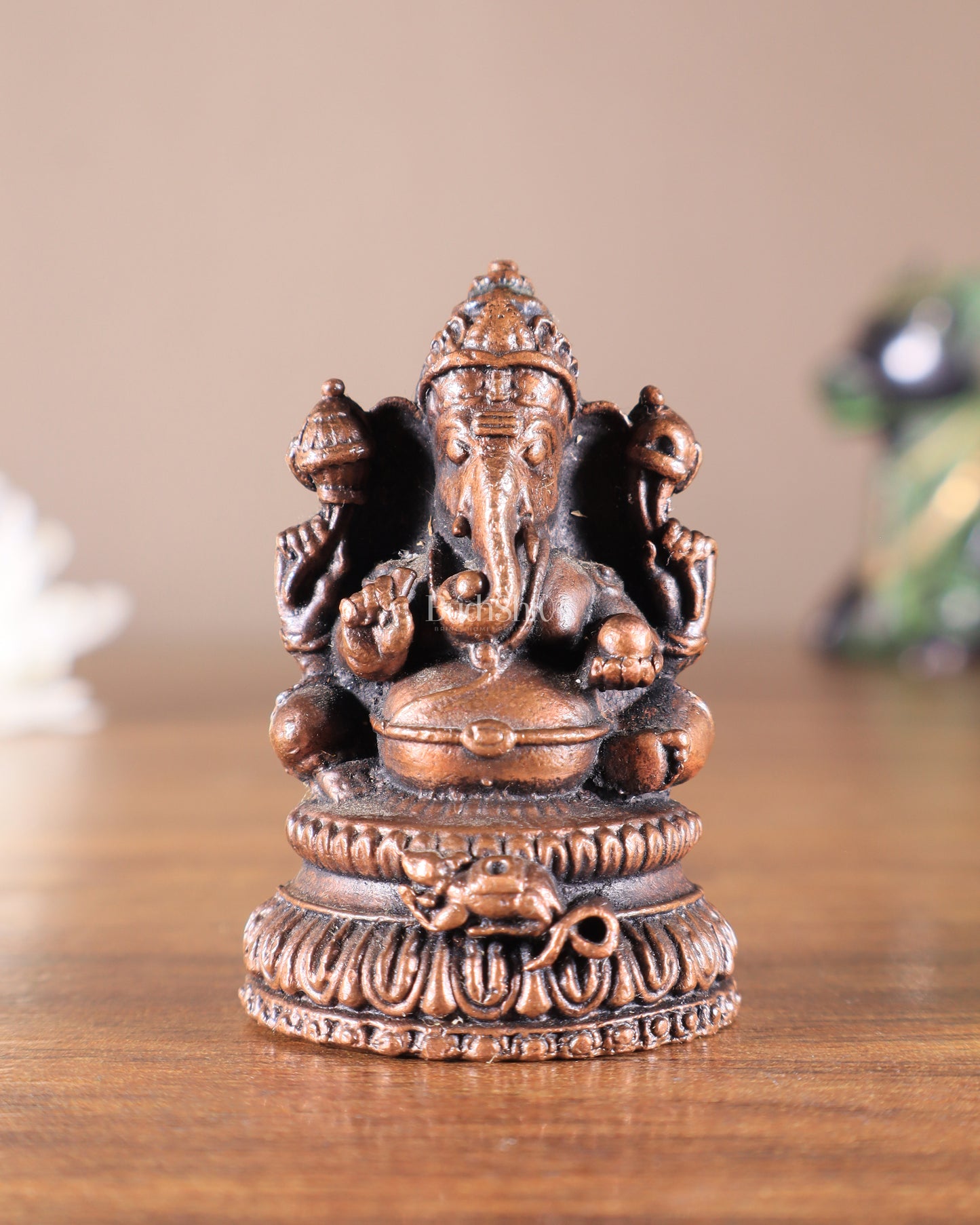 Pure Copper Tiny Lord Ganesha Idol – 5 cm (2") Height, 70g